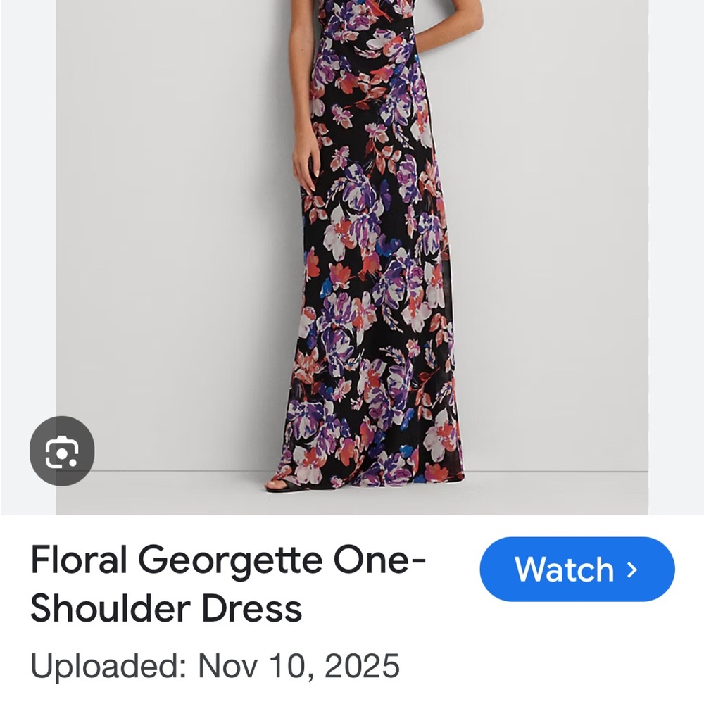 Ralph Lauren Black Floral One-Shoulder Dress